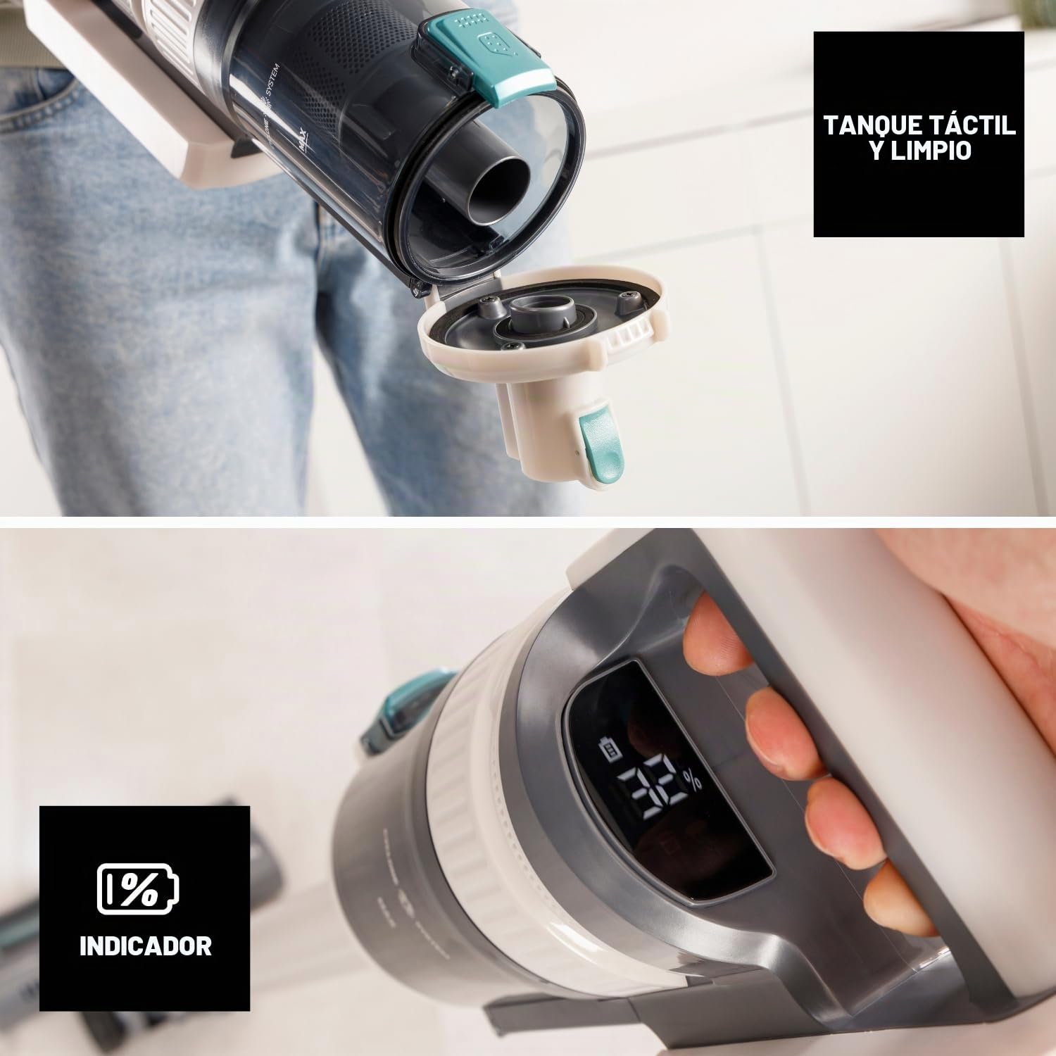 Taurus – Aspirador Sin Cable Nimbus Pure | Potente Succión | Autonomía 70 min | Todo Tipo de Superficies | Ultraligero | Filtro HEPA | 2 cepillos | Luz LED | Eco/Turbo | Accesorios