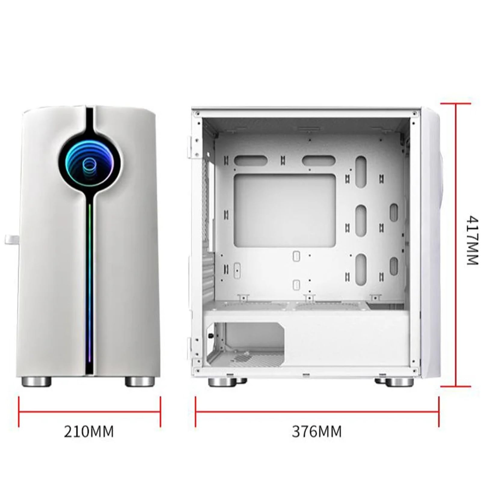 Case per computer da gioco con 4 posizioni di ventilazione, 240 AIO, supporto M-ATX/MINI-ITX versione panoramica