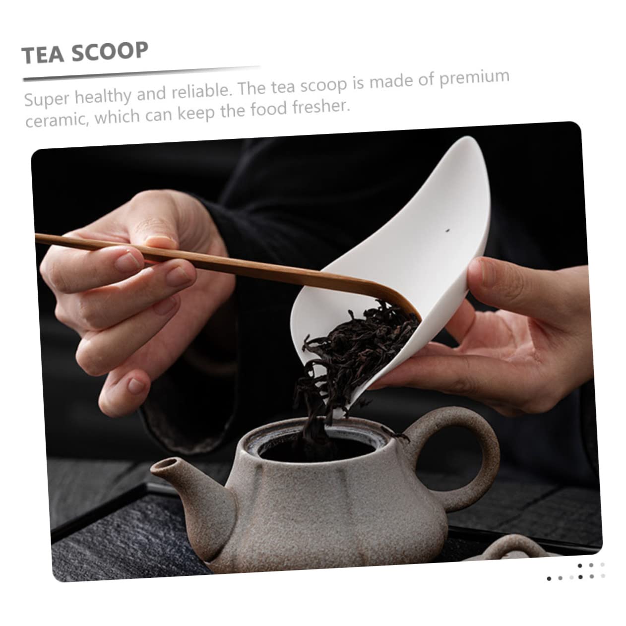 NAMOARLY Ceramic Tea Scoop Multi-function Spoon for Loose Tea Leaves Delicate Ceramic Spoon