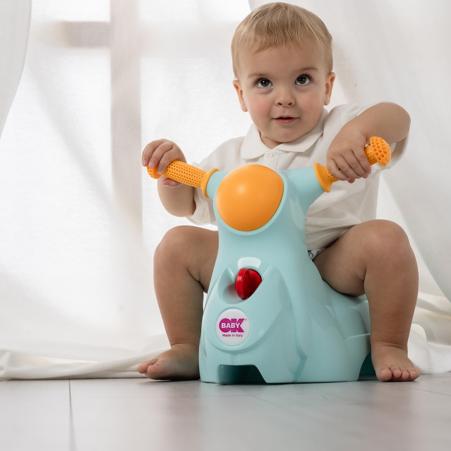 OKBABY Scooter - Vasino per Bambini con Seduta Ergonomica, a Forma di Moto - Azzurro