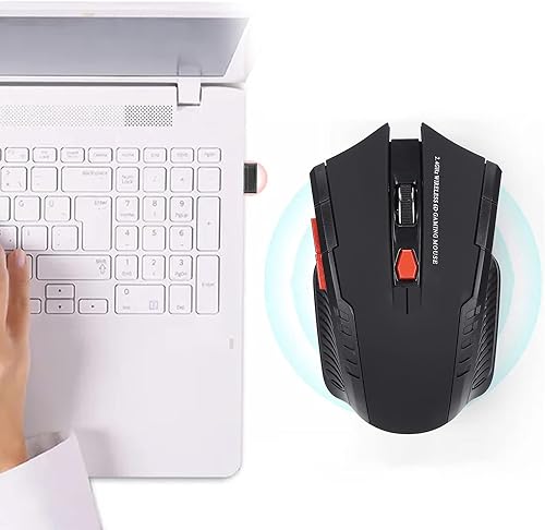 Miniatura 2 de Pomya Ratón de juego inalámbrico, mouse ergonómico para computadora, mouse óptico para computadora portátil, 2.4 GHz, 6 teclas, DPI ajustable, negro