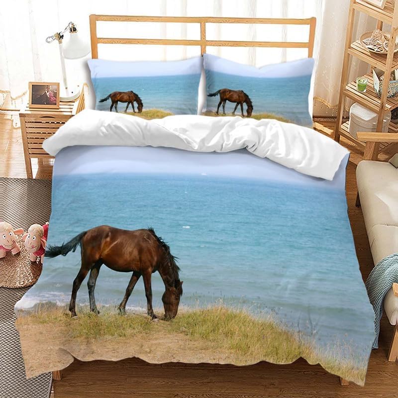 Housse de couette 160x200 cm anti-plis en microfibre pour un lit de cheval toujours impeccable