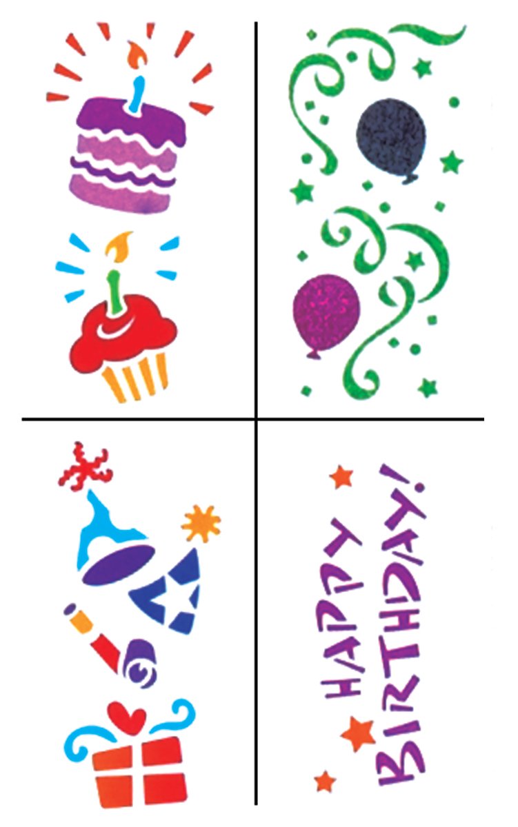 Duncan Tulip Sticky Fabric Stencils (4" X 8") 4 per Package - Birthday