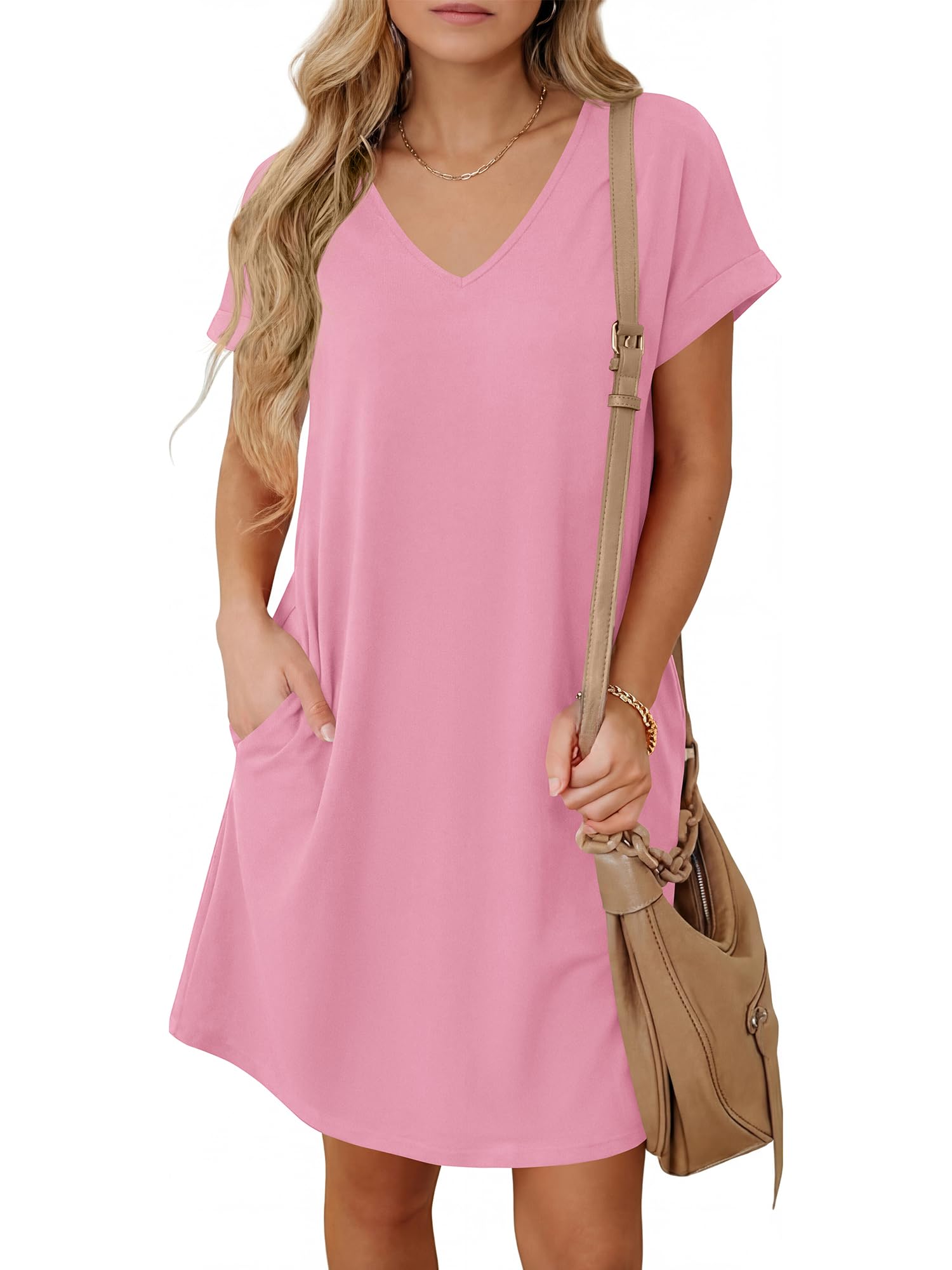 BTFBM Womens Summer Dresses 2026 Pockets Short Sleeve Loose Nightgowns Pajama Beach Vacation Casual Spring T Shirt Dress