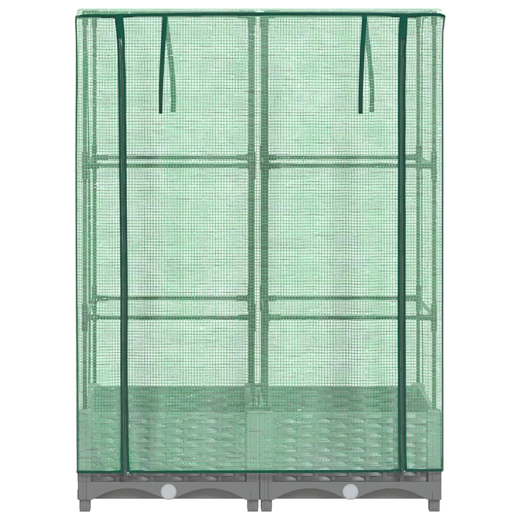 Arriate Elevado con Cubierta de Invernadero y Armazón de Hierro, Diseño de Ratán para Plantas, Verduras y Hierbas, Incluye Cremalleras de Ventilación y Cuerdas de Sujeción