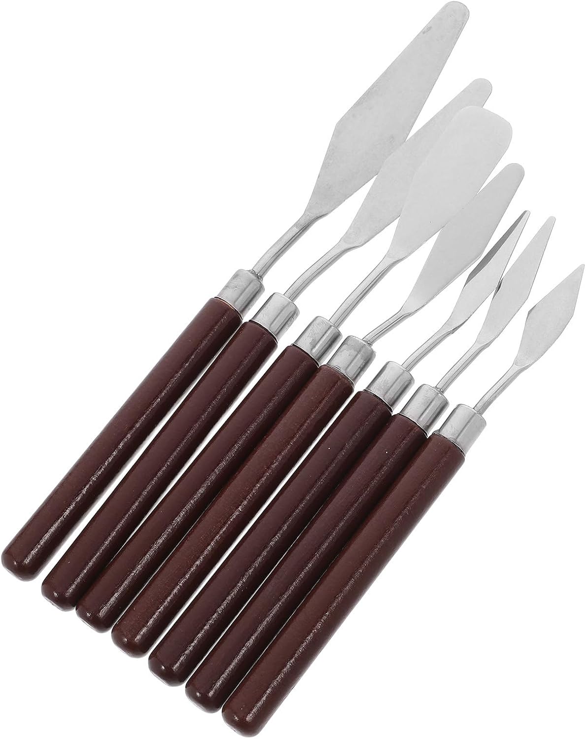7pcs Stainless Steel Oil Painting Spatulas Red Wood Handles, Artist Paint Mixing Scrapers Set for Oil Canvas and Pigment Blending, Professional Palette Knives for Painting Supplies