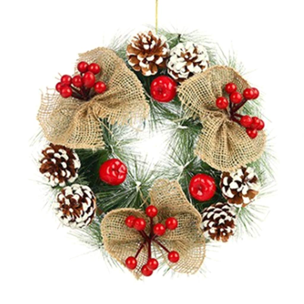 Couronne de Noël en arbre de pin artificiel dense avec fixation de porte intégrée