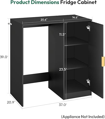 Miniatura 2 de Barra de café con espacio para mini refrigerador, gabinete de barra de café con toma de corriente, mini gabinete de nevera estriado con estante