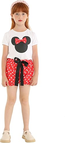 Vista 2 de Mud Kingdom Girls Outfits Cute Cartoon Polka Dots Summer Holiday Clothes Sets