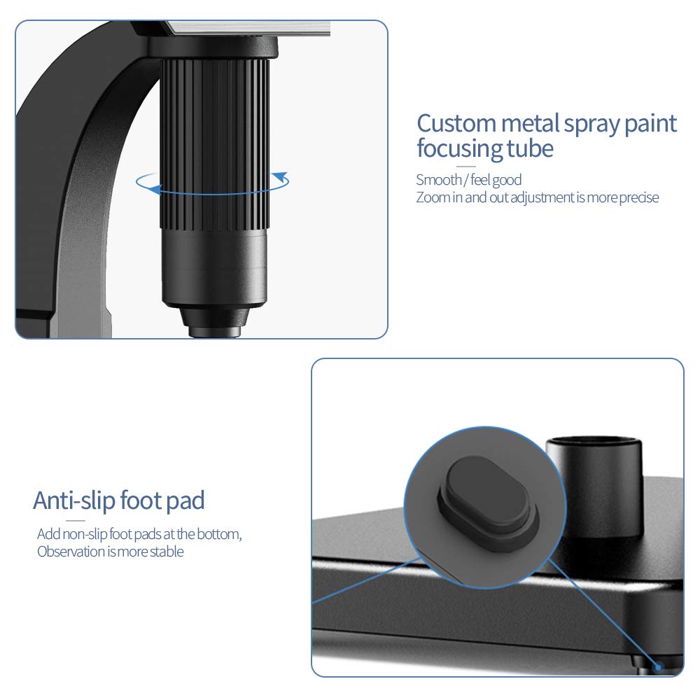Microscopio Digitale con Display LCD 7 Pollici Doppia Lente 500-2000X Fotocamera da 12 MP con Videocamera 32G TF Luce a 11 LED Portatile Ricaricabile per Scienza e Biologia, Scuola e Ricerca