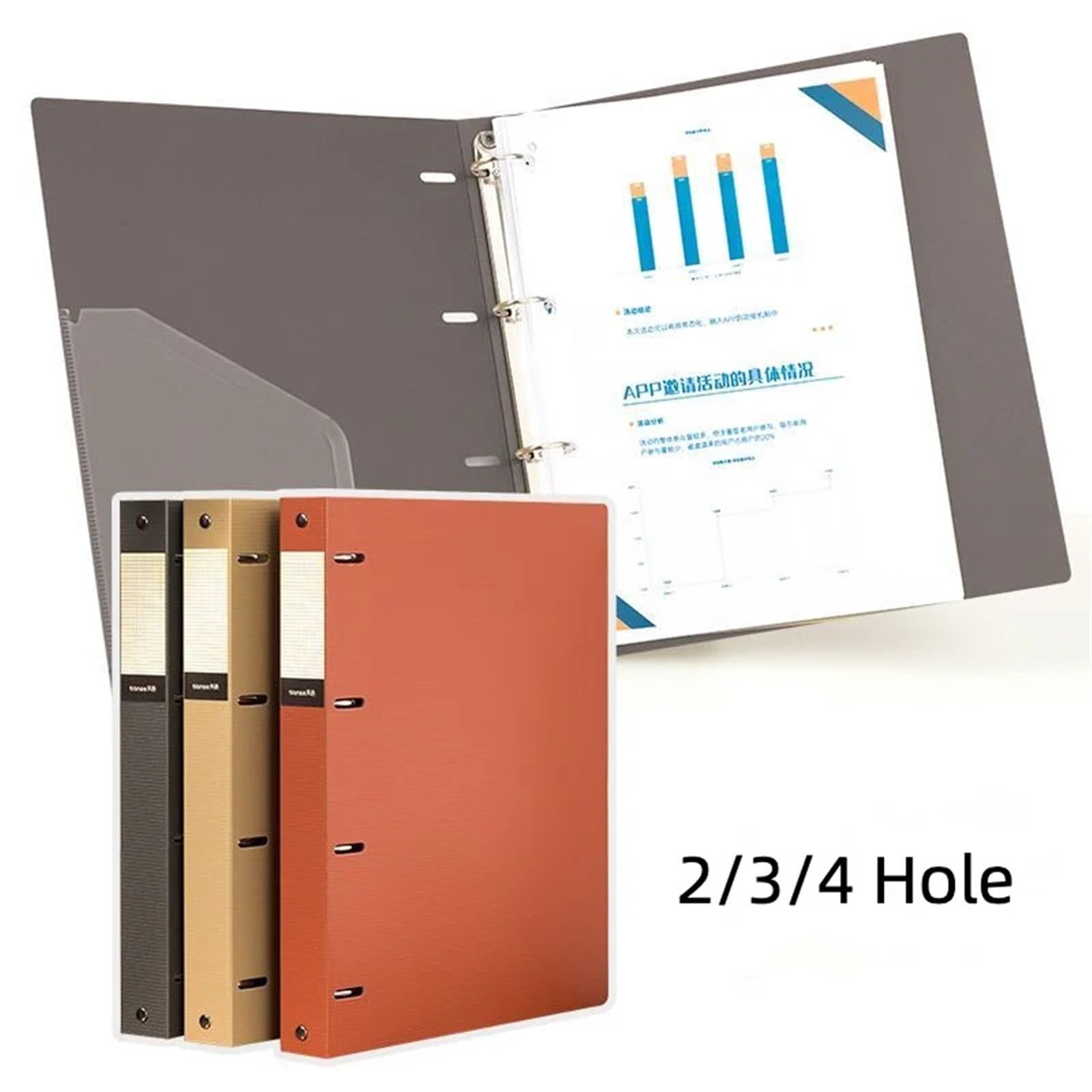 Cartella In Scatola Cartella file A4 Raccoglitore a fogli mobili Cartella raccoglitore ad anelli for documenti impermeabile a colori Per L'Archiviazione Dei Documenti(3 Hole - Brown)