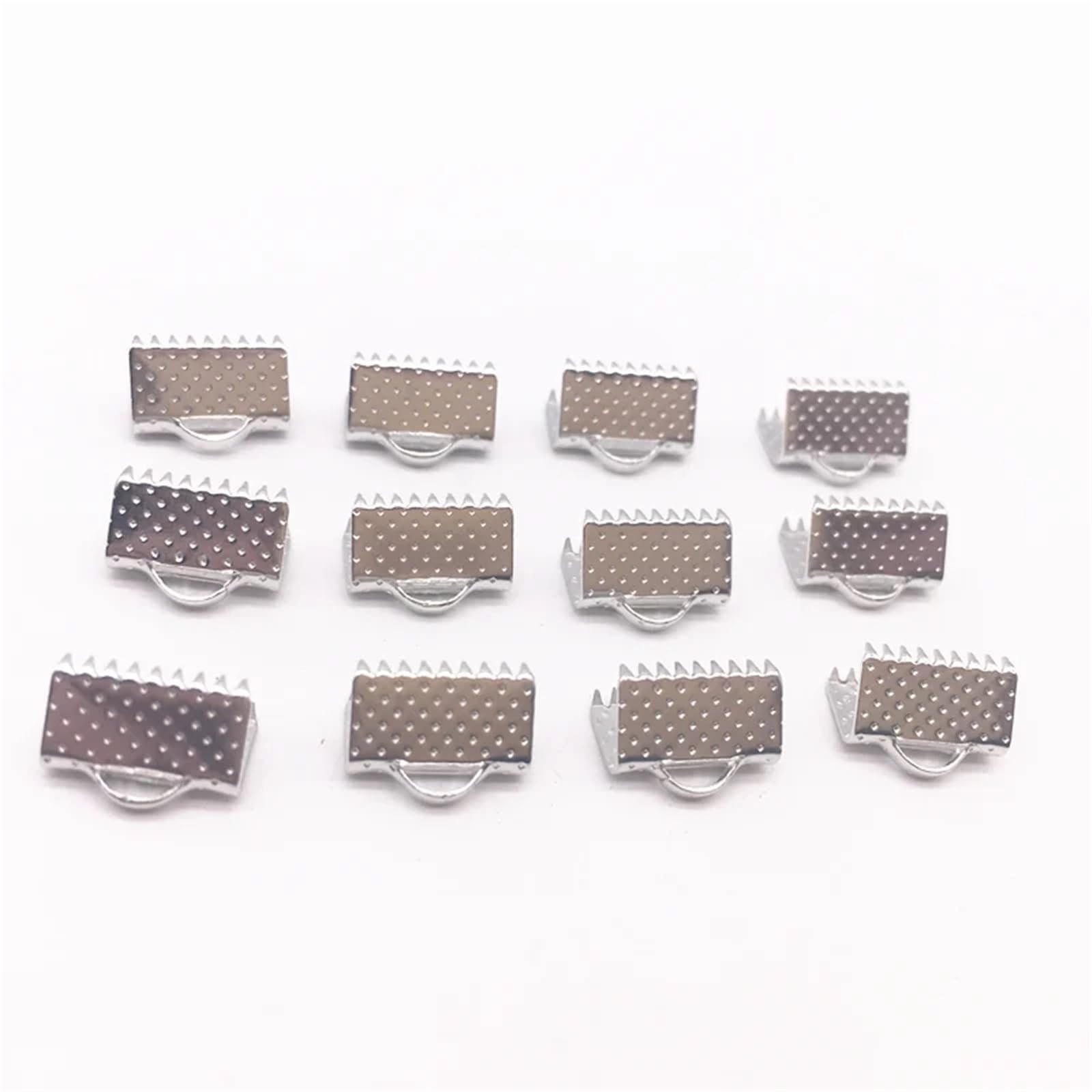 Koraliki zaciskane 500 sztuk 10mm metalowe zaciskane końcówki składane zatrzaski zaciski końcowe przewodu KC złoto/matowe srebro/brąz/srebro/czarne platerowane DIY tworzenia biżuterii(04 silver)