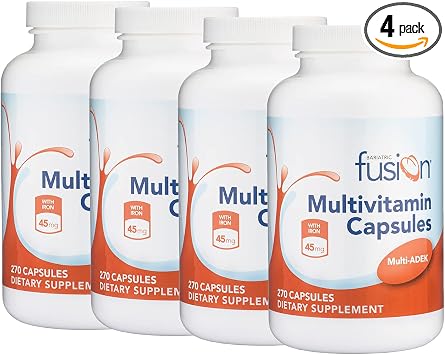 Bariatric Fusion High ADEK Multivitamin Capsule with 45mg Iron | Multi for Duodenal Switch Surgery Patients | Easy to Swallow Vitamin | 1080 Capsules | 1 Year Supply