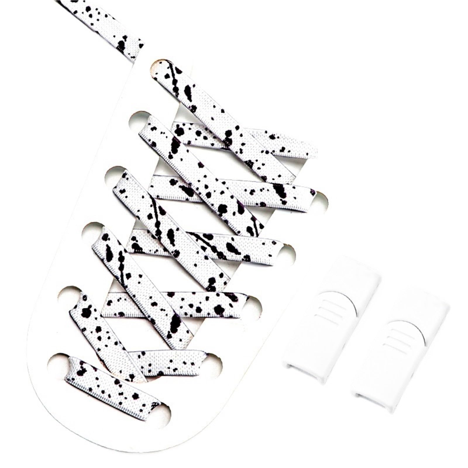 4 pares de cordones con hebilla magnética sin, estampado tinta salpicada, planos y elásticos, for zapatillas deporte for niños adultos Para Sneaker