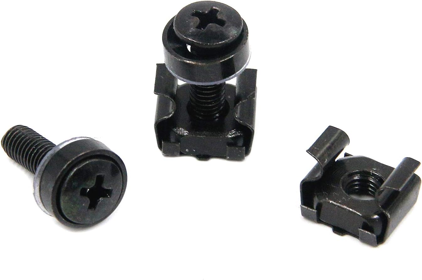 Semetall Rack Mount Cage Nuts Kit 30Pack M5x20mm Cage Cabinet Screw Kit for Rack Mount Server Cabinet/Rack Mount Server Shelves,Including Rack Mount Screws/Square Insert Nuts/Washers(Black)