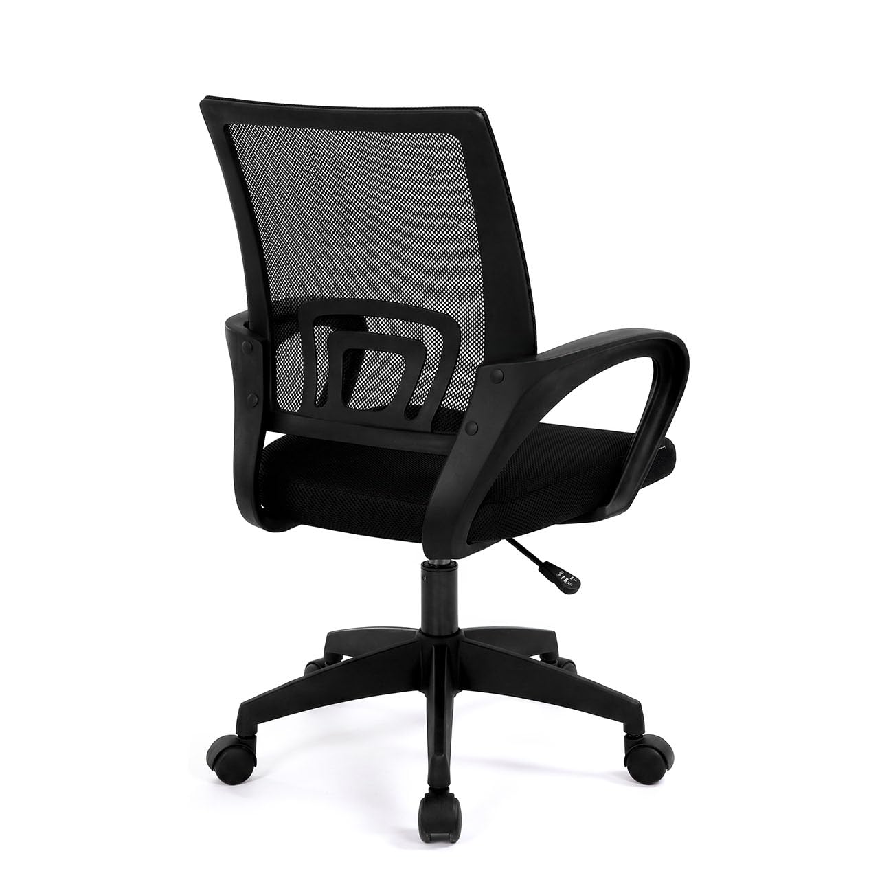duehome | Silla de Escritorio Ergonómica con Respaldo Transpirable, Altura Regulable, Ruedas 360°, Modelo Nika, Acabado en Color Negro, Medidas: 55 cm (Ancho) x 47 cm (Largo) x 84-94 cm (Alto)
