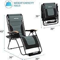 Vista 2 de Amopatio Silla de gravedad cero con portavasos para patio al aire libre con reposapiés y reposacabezas para interiores y exteriores, soporta 400