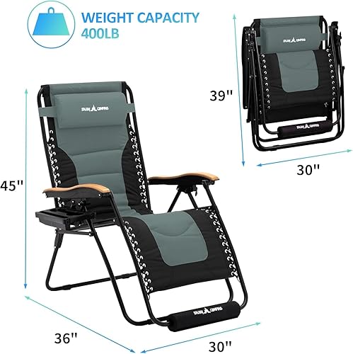 Miniatura 2 de Amopatio Silla de gravedad cero con portavasos para patio al aire libre con reposapiés y reposacabezas para interiores y exteriores, soporta 400