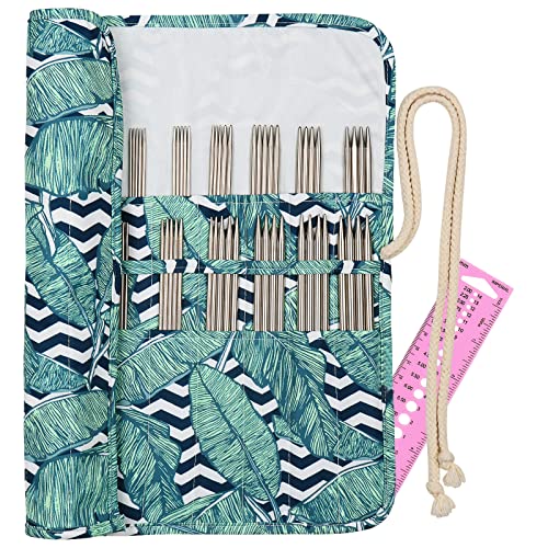 Aiguilles à tricoter à double pointe en métal 20cm avec pochette pour débutant