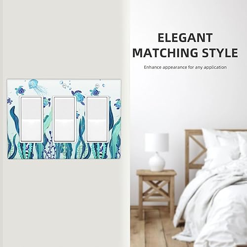 Miniatura 269 de Vista de ventana, isla tropical, playa, palmeras, cielo soleado, cubierta de interruptor de luz de palanca individual, placa decorativa de pared