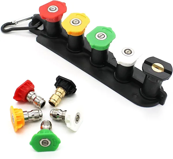 Pressure Washer Tips, 4500 PSI Power Washer Spray Nozzle Tips Set, 1/4 inch Quick Connect 2.5 GPM, 5 Multiple Degrees Nozzle (0、15、25、40、65)