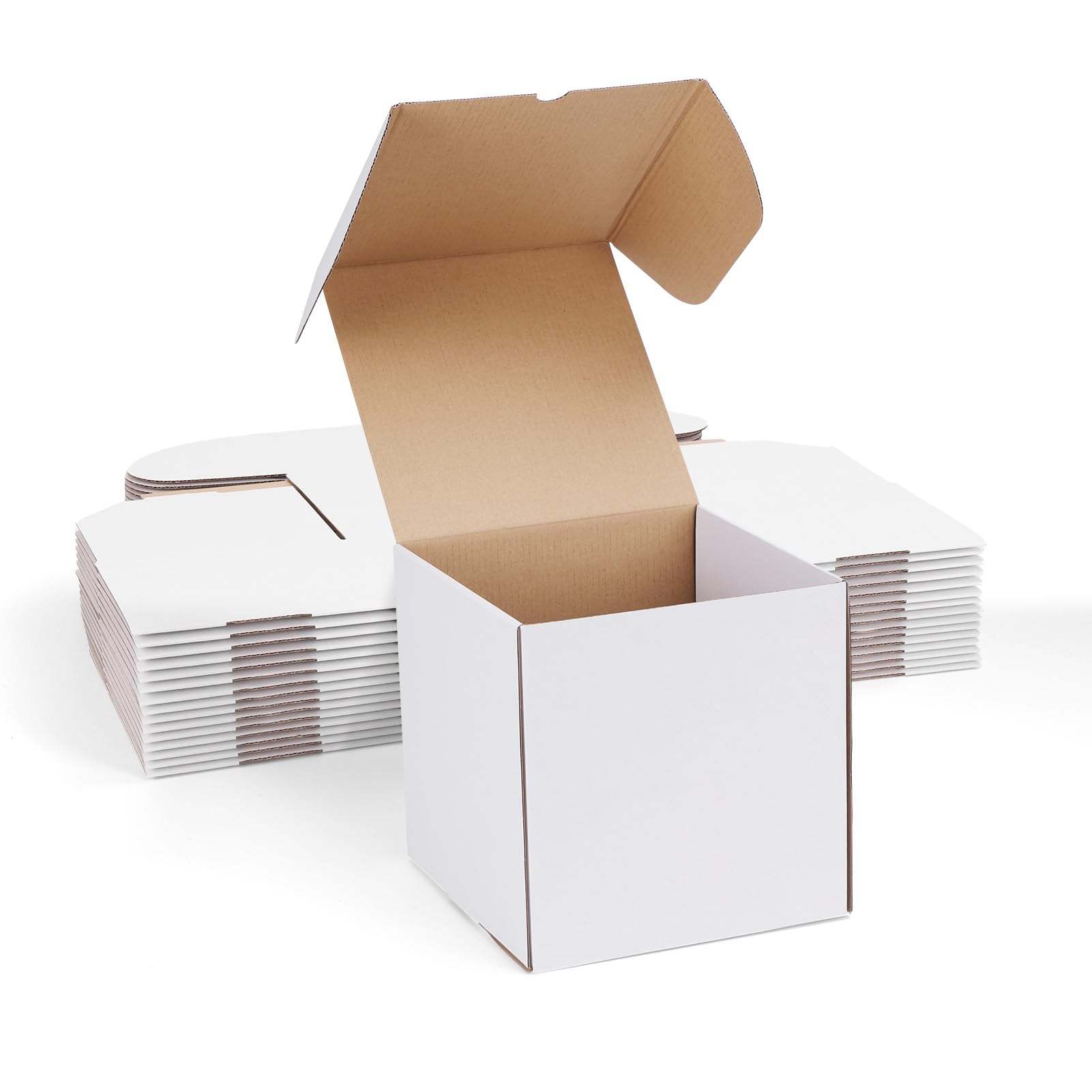 ZBEIVAN 8x8x8 White Shipping Boxes Set of 15, Corrugated Cardboard Mailer Boxes for Packaging Small Business Mailing Gifts