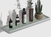Vista 12 de Estantes de vidrio para baño, estante rectangular de acero inoxidable cromado de 20 pulgadas, estante de vidrio templado para montaje en pared