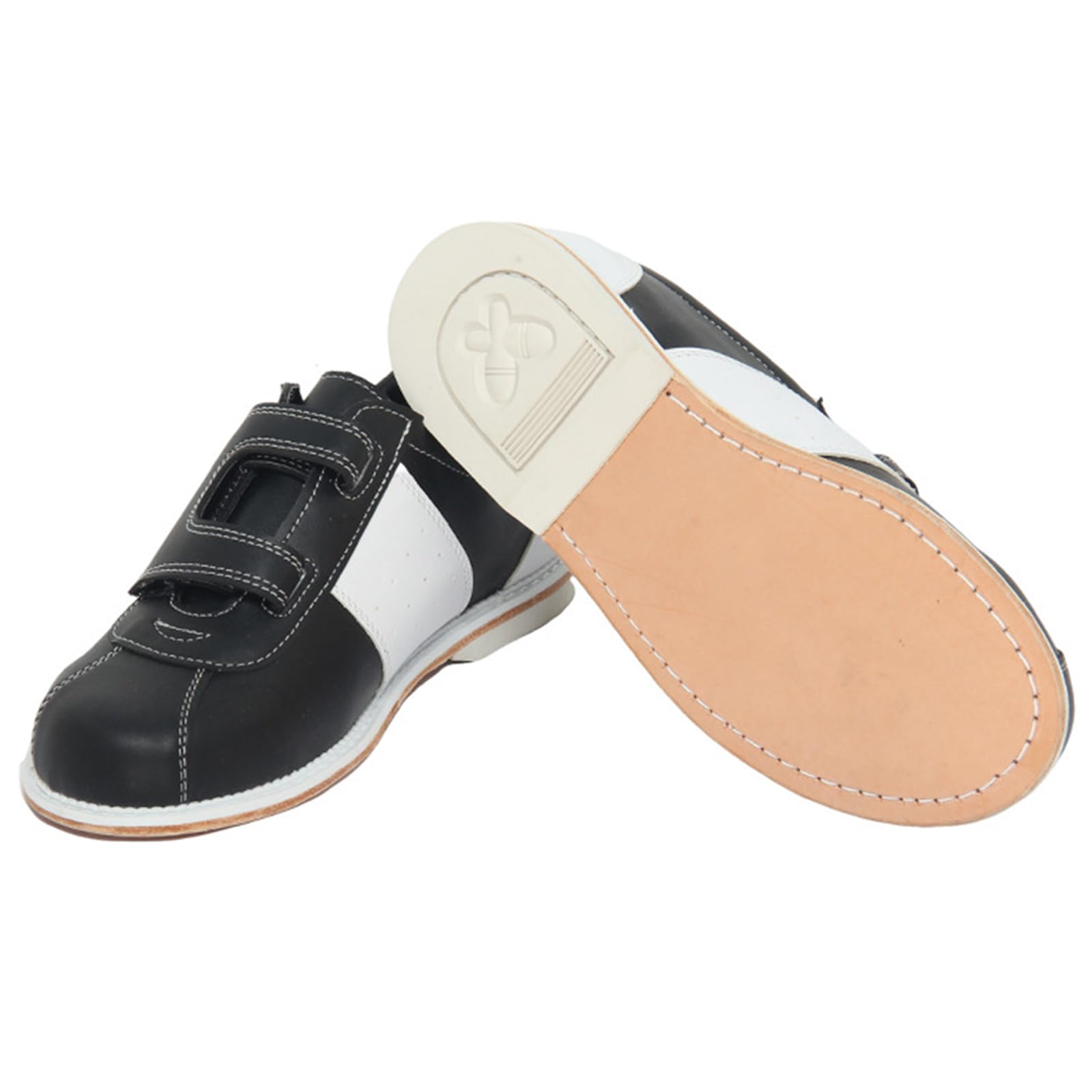 NGARY Bowlingschuhe für Herren aus Leder, bequem, rutschfest, mit Gummisohle
