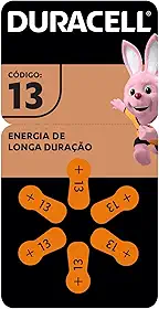 Duracell Pilhas Auditivas Nº 13 Pack 6 Unidades – Alta Performance para Aparelhos Auditivos