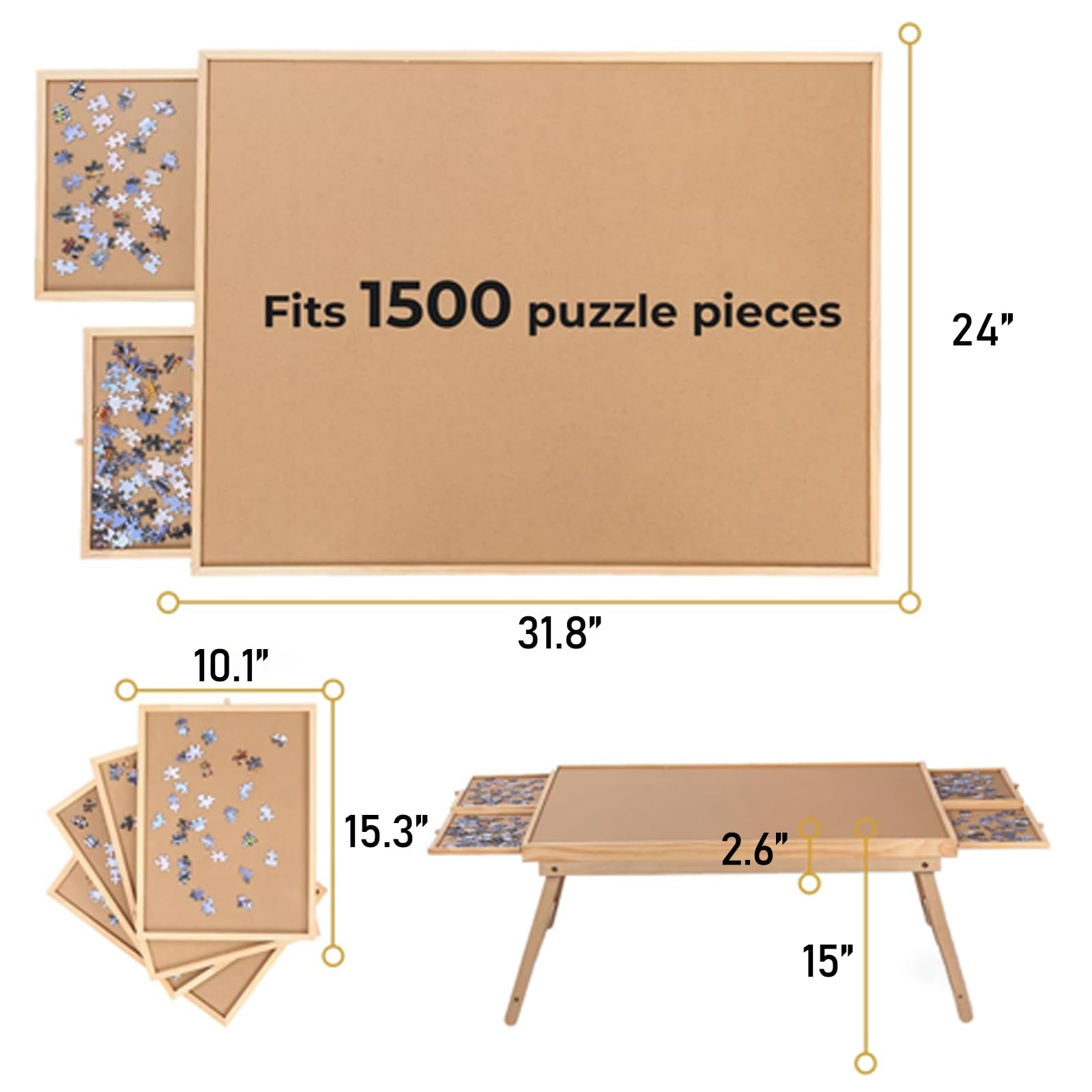 Amazon.com: Puzzle Board 1500 Pieces,2 in 1 Jigsaw Puzzle Table