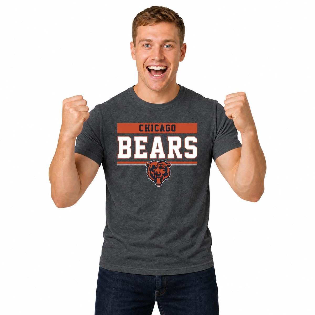 NFL Charcoal T-Shirt for Men and Women - Cotton Blend Tagless Tee | Officially licensed NFL charcoal tee - 50/50 cotton-poly blend, tagless, unisex fit for all 31 teams