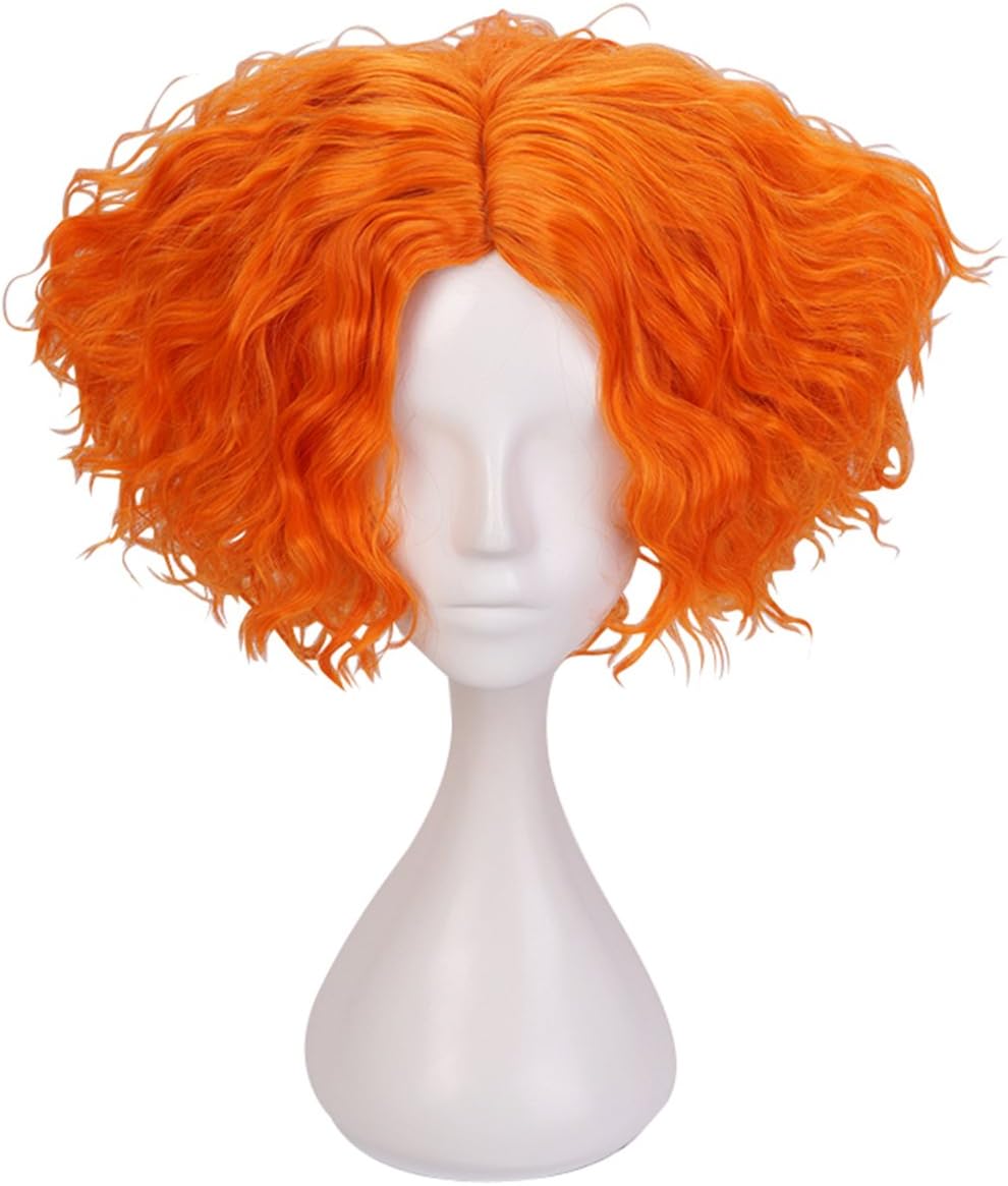 Short Orange Curly Cosplay Wig with Free Wig Cap