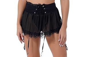Women's Garter Belt Suspender Mesh Skirt for Thigh-High Stockings