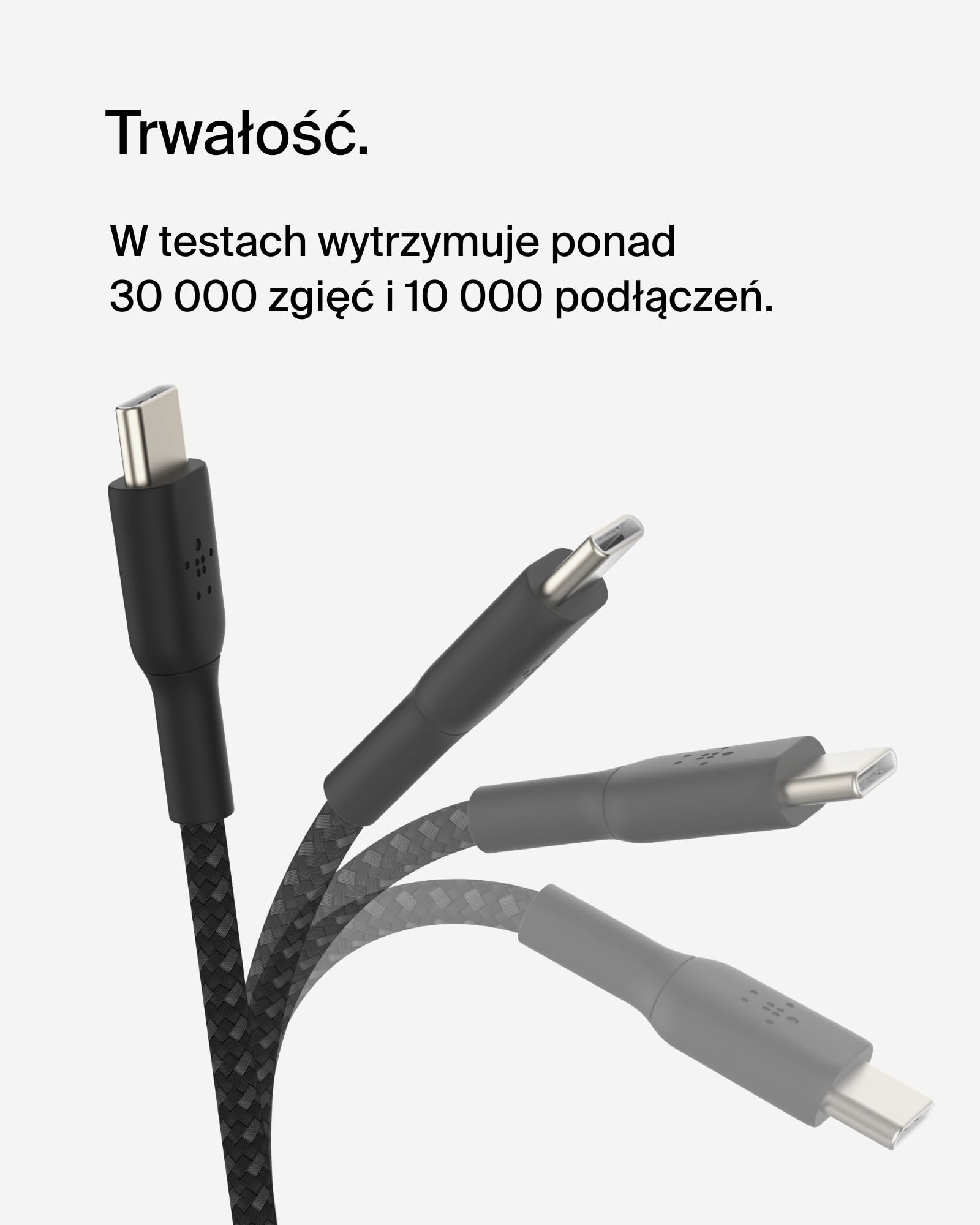 Belkin Kabel USB-C do USB-C w oplocie do szybkiego ładowania urządzeń iPhone 15, Samsung Galaxy S24, S23, Note, Pixel, iPad Pro, iPad Mini, Nintendo Switch, kabel USB typu C, 1 m – czarny