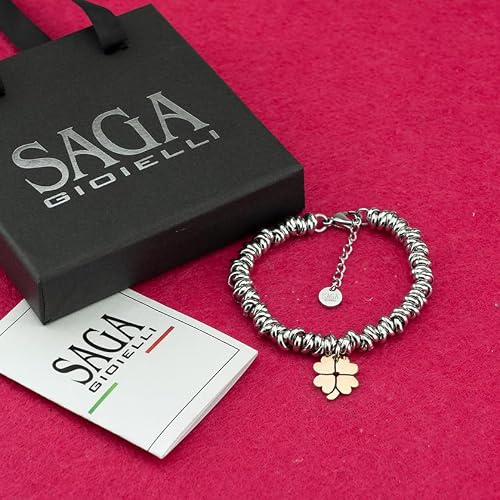 SAGA BIŻUTERIA® BRANCE NODINI ZAWIERANE KOBIETY ZWROTY MYŚLI SŁOWA EMOCYJNE Grawerowanie Serca (Czterokrzena na szczęście), Stal nierdzewna