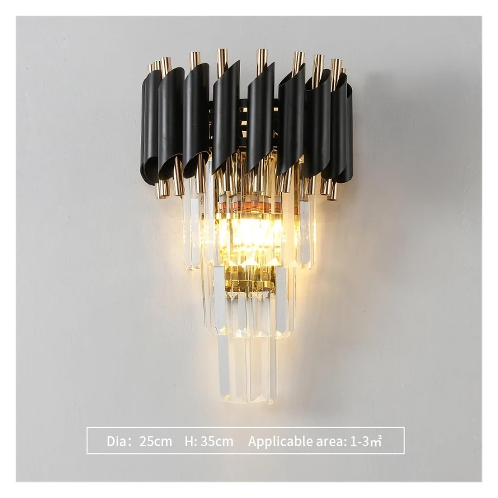 Crystal Wall Light Black Modern Minimalist Bedroom Bedside Wall Lamp Crystal Living Room Background LED Wall Lamp