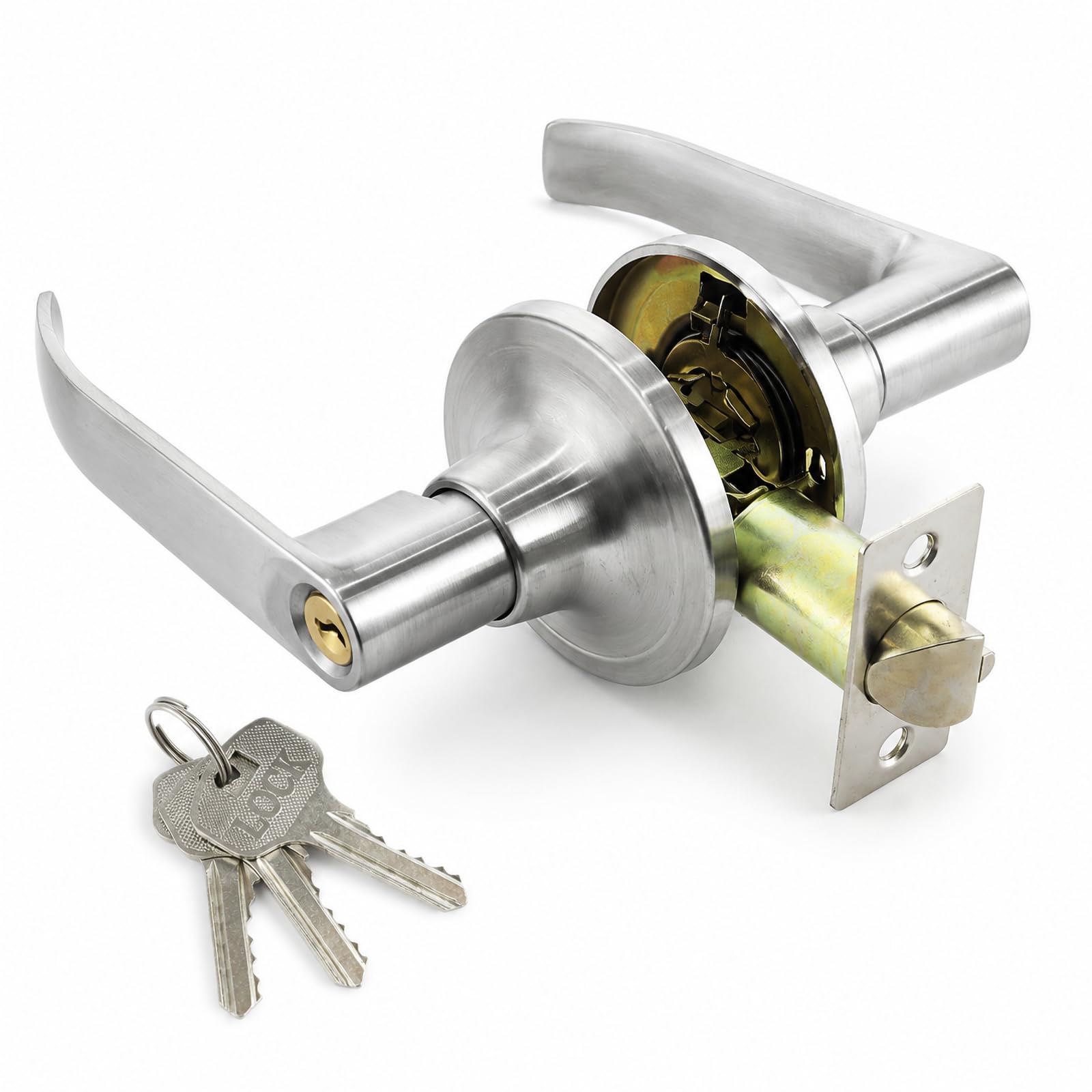 Vpukveer White Door Locks For Bedrooms With Keys, Electroplated Aluminium Alloy Lock