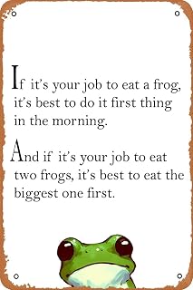 Eat a Frog Quote - Mark Twain Poster Vintage Metal Sign 8 x 12 inches funny Motivation Quotes Man Cave Decorative