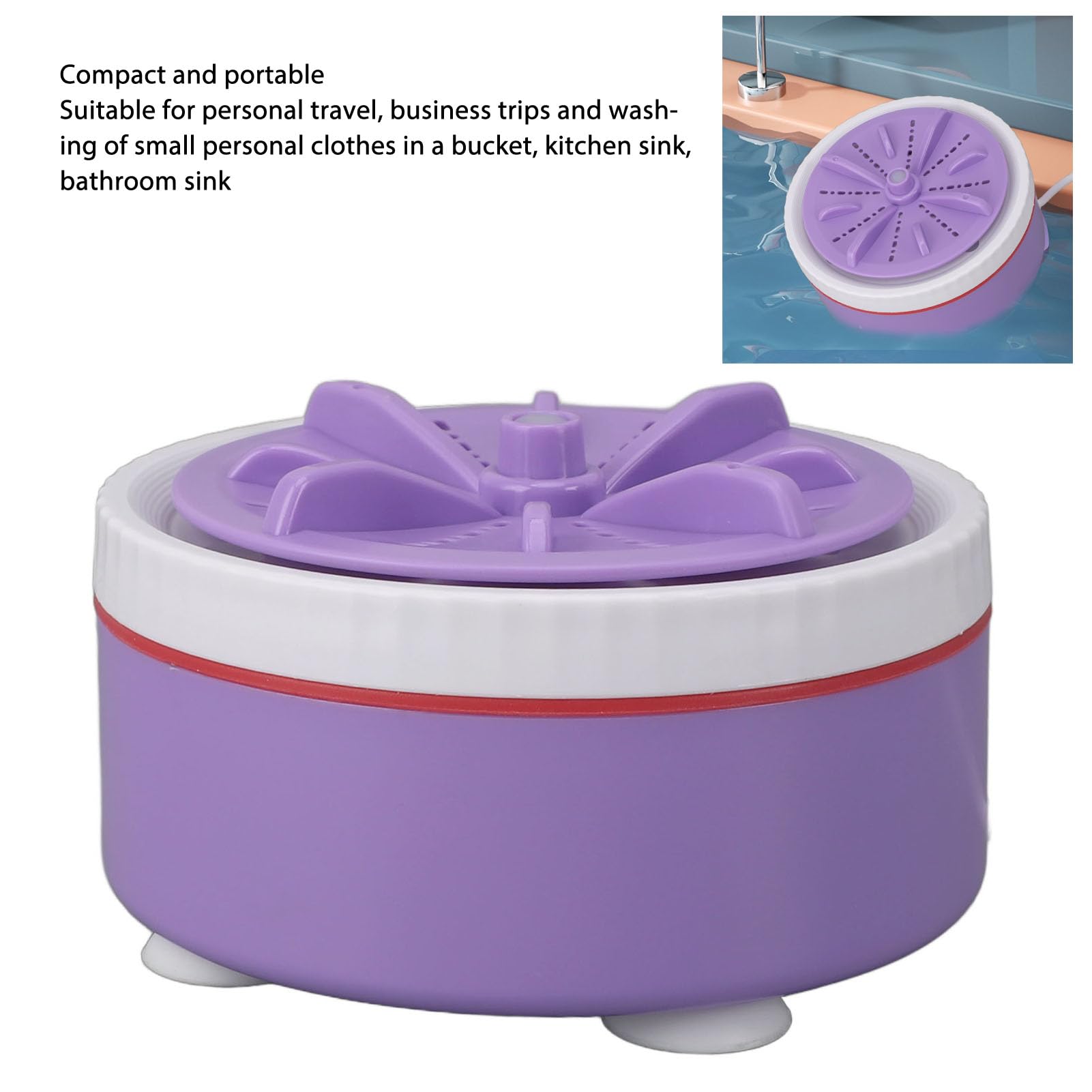 Mini pralka turbo zasilana przez USB, zmywarka do naczyń sterowana czasowo, regulowana mini turbina pralka, zmywarka do podróży i kempingu, mała przenośna