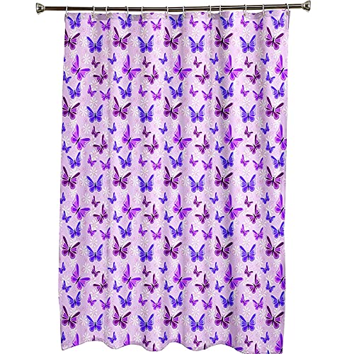 Rideau de douche 165x180cm polyester violet rose avec crochets KnSam - 6