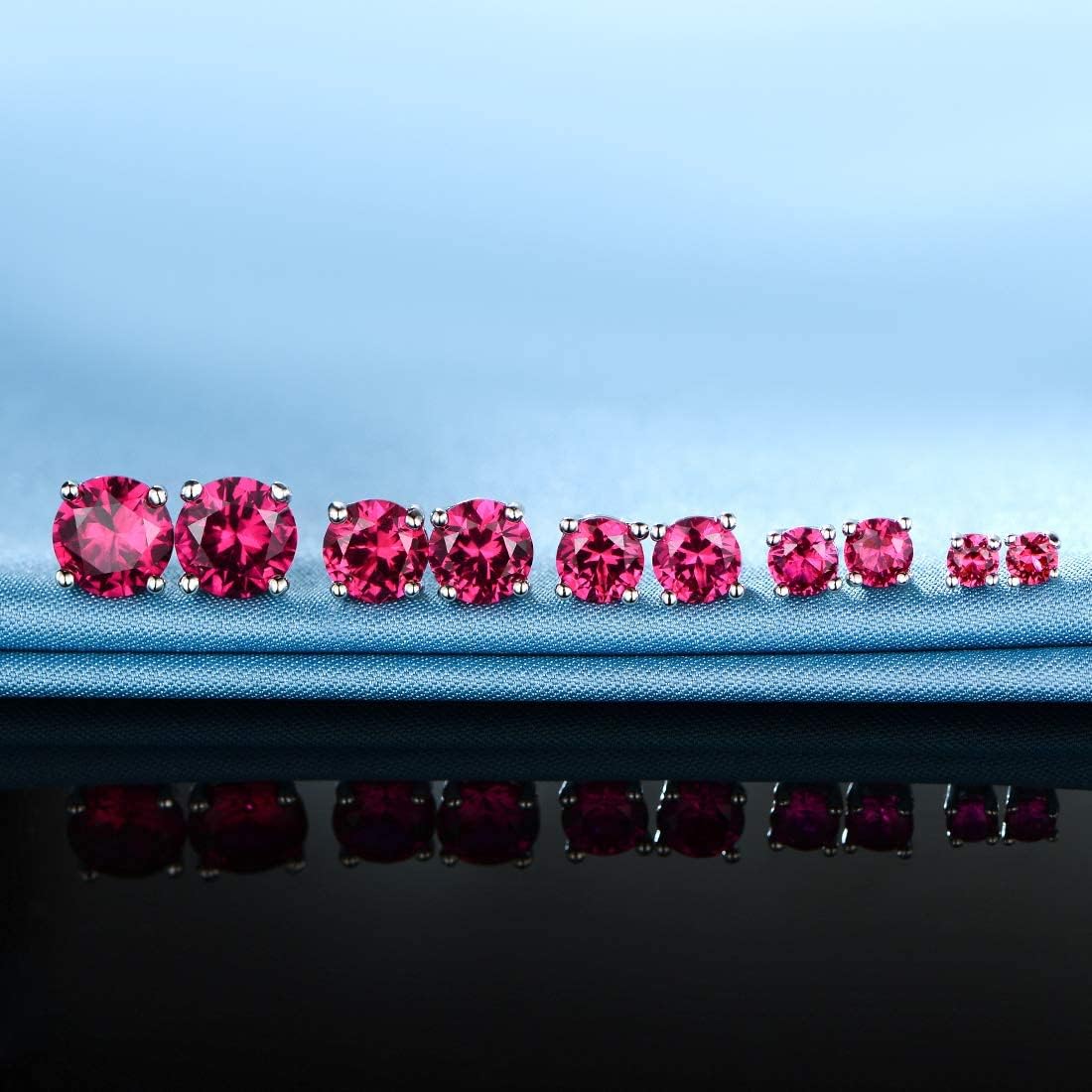 GEMSME 5 Pairs Crystal Stud Earrings for Women/Men- 18K White Gold Plated Hypoallergenic 3-7mm Princess & Round Cut Cubic Zirconia Earring Set