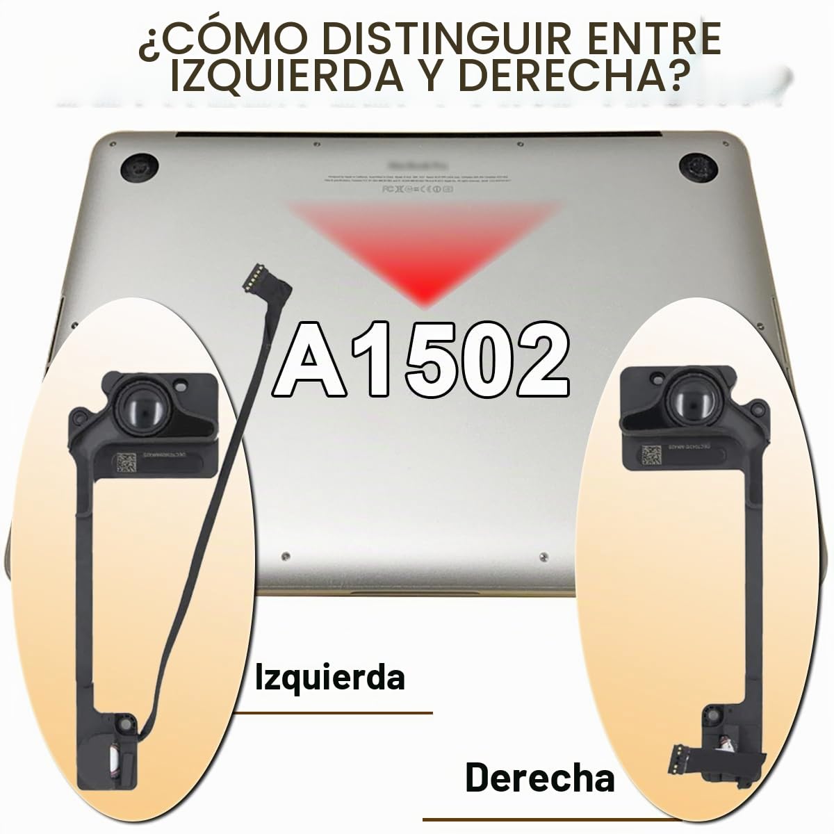Reemplazo de Altavoces Internos L&R Compatible Con Macbook Pro 13" Retina A1502 2012-2015 NR 609-0335-A - Conjunto de Reparación