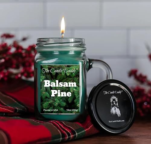 Miniatura 2 de Balsam Pine - Vela perfumada en tarro de masón con árbol de Navidad de bálsamo  10 onzas con 80 horas de tiempo de combustión  El mejor vendedor de