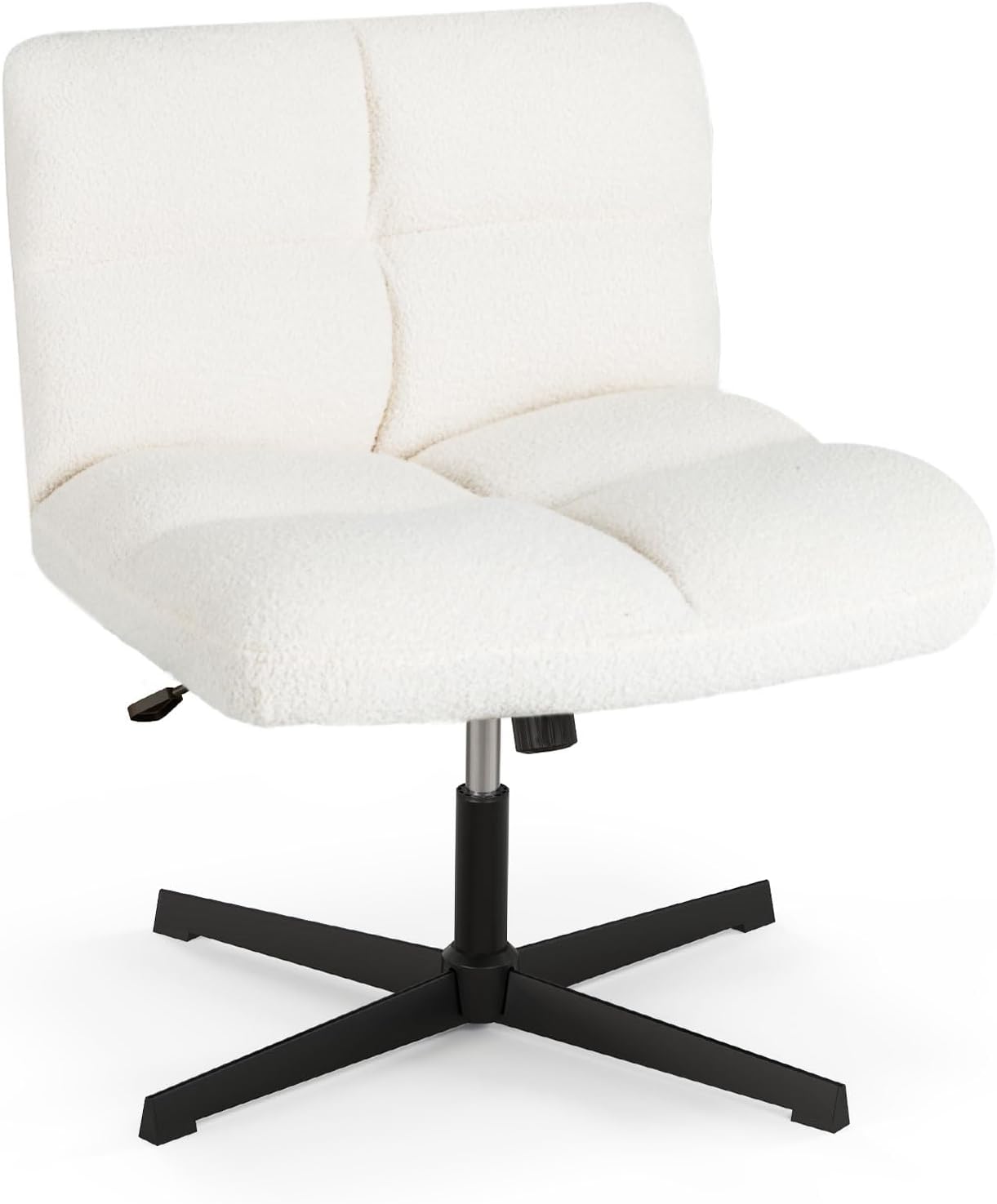 Giantex Cross Legged Office Chair, Armless Office Desk Chair w/Imitation Lamb Fleece, Height