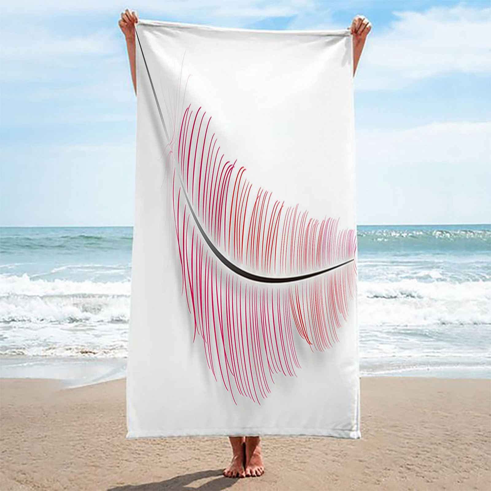 Telo Da Mare 3D Piuma Di Linea Rossa Stampato Asciugamano Da Spiaggia 100x200cm Asciugamano Microfibra Grande Antisabbia Leggero Telo Mare Per Sport Piscina Viaggi In Famiglia Vacanze