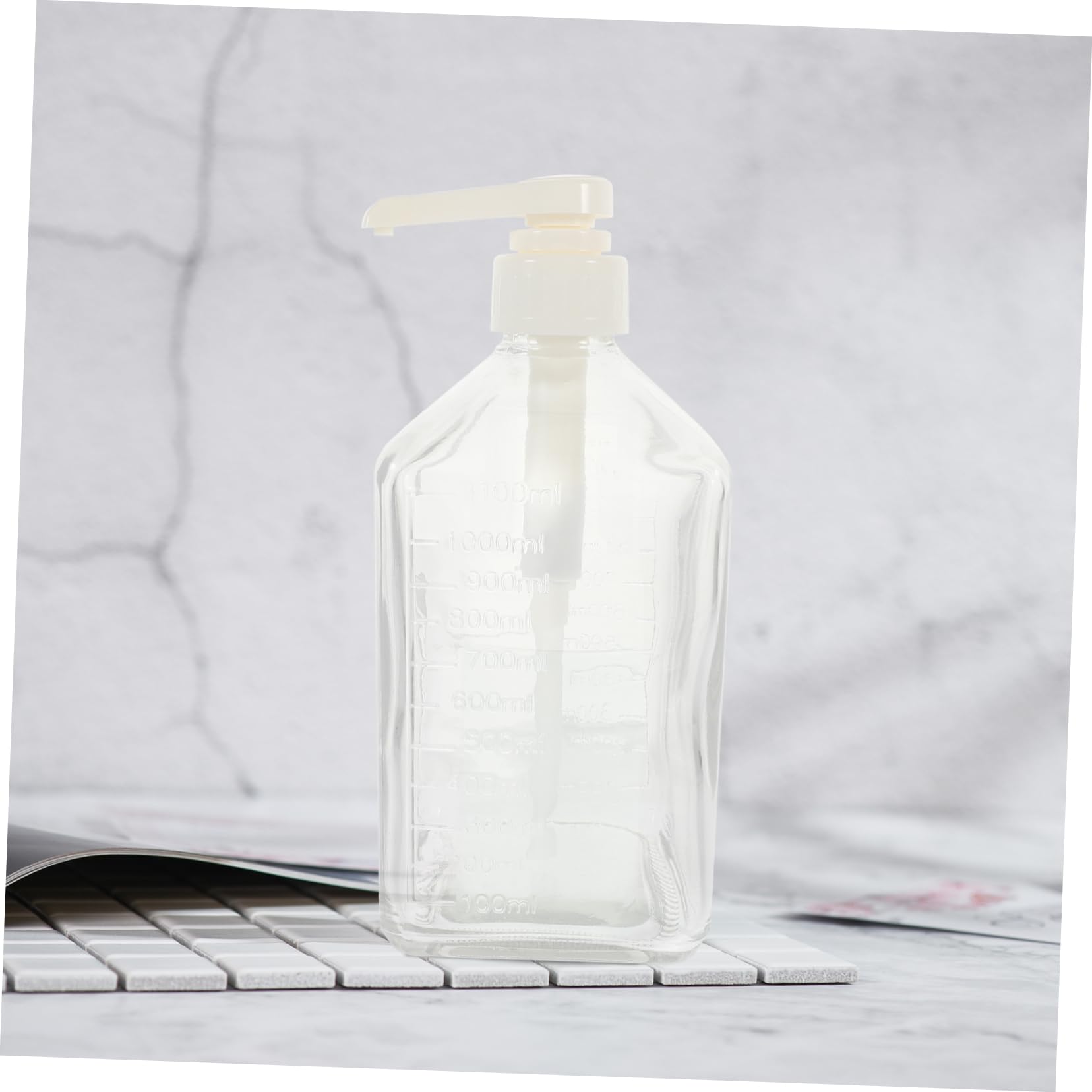 Bouteille à Pompe pour Sirop en Verre Réutilisable, Grosse Capacité