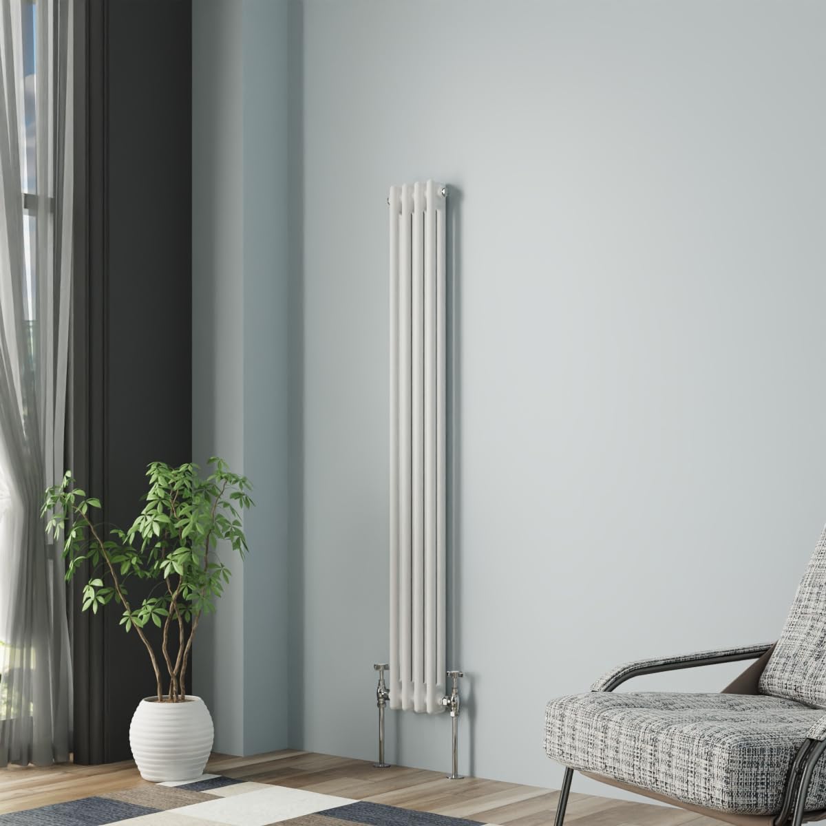 Nrg White Column Radiator Gloss 1500X200mm Double Traditional Cast Iron Style Heater Interior Designer Vertical Bathroom Radiators