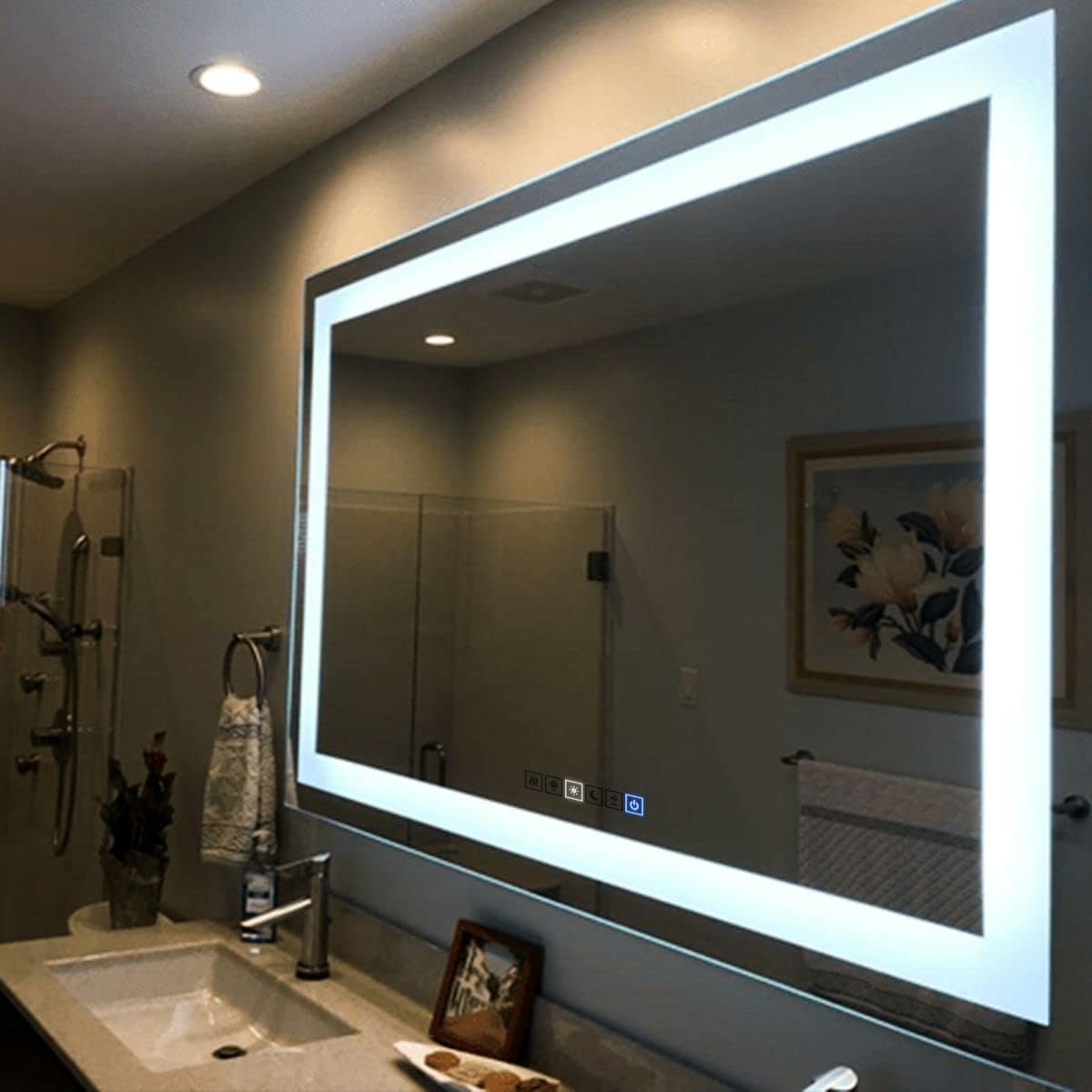 Bathroom Vanity Mirror for Wall with Anti-Fog Adjustable Light Color, Dimmable Light Sensors, Memory Function Wall Mounted Frameless Mirror 36"x72" by Fab Glass and Mirror