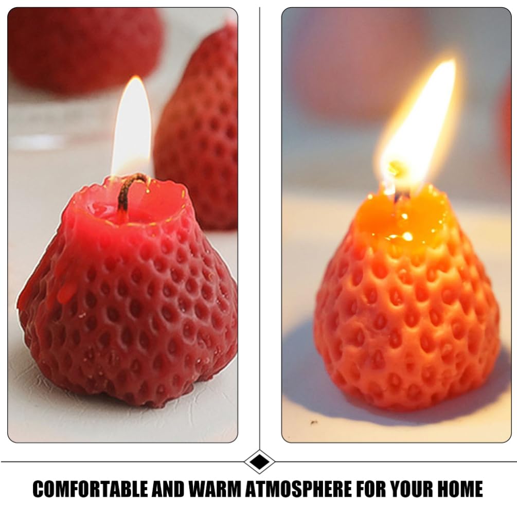 9 Velas Con A Fresa: Velas Decorativas Con Forma De Fruta Para De Boda Fiestas De Cumpleaños Y Aromaterapia Casera (Rojas 4 5 X 4 Cm)