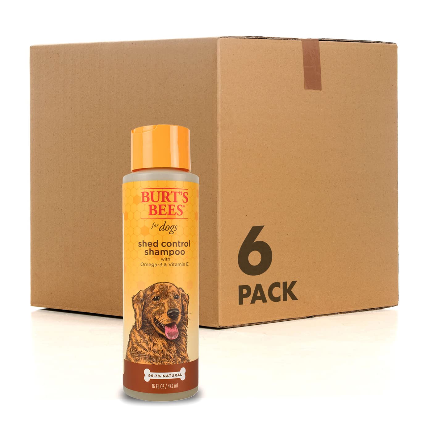 Burt's Bees for Pets Shed Control Dog Shampoo, with Omega-3, 16 Fl Oz, 6-Pk